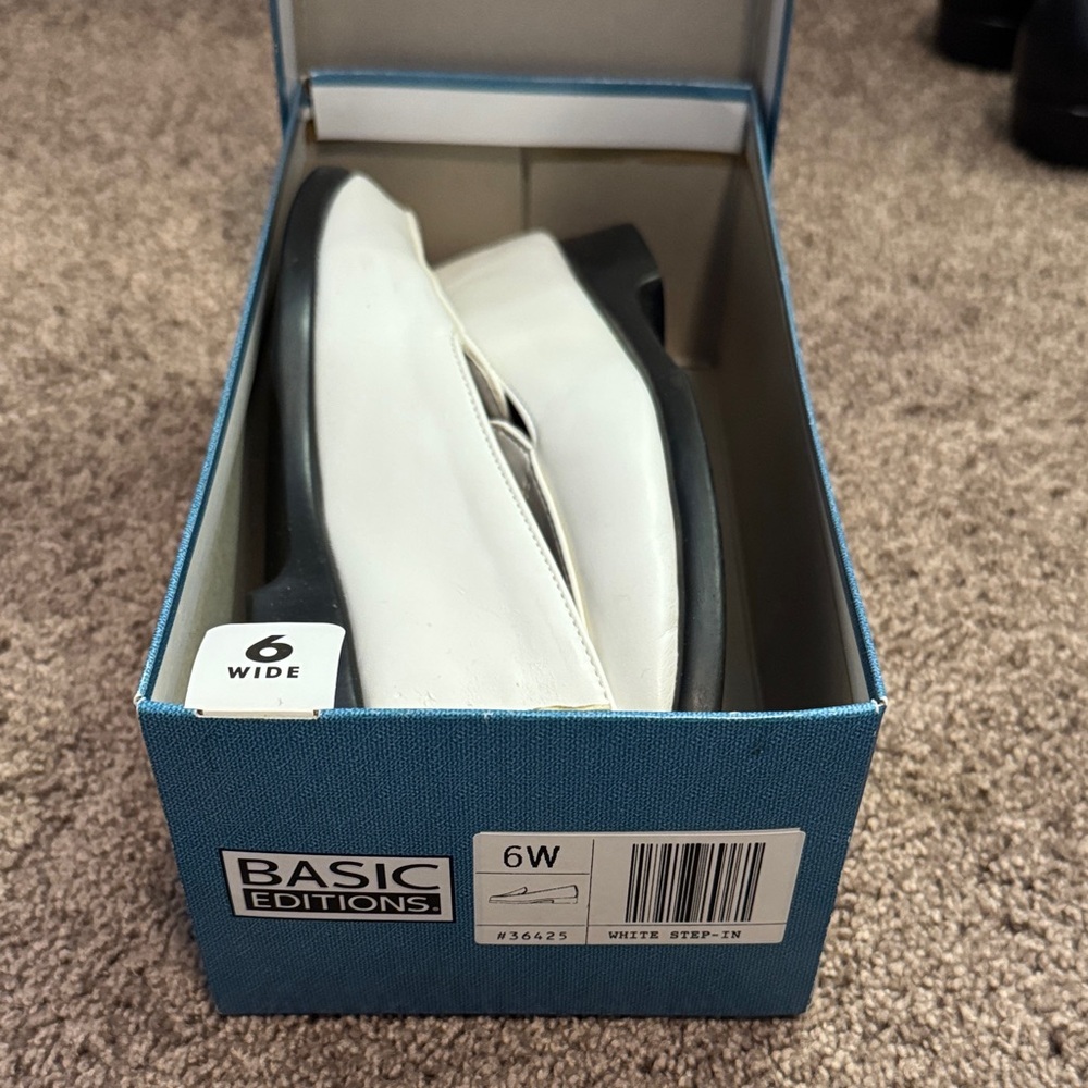 Basic Editions White Slip-On Loafers